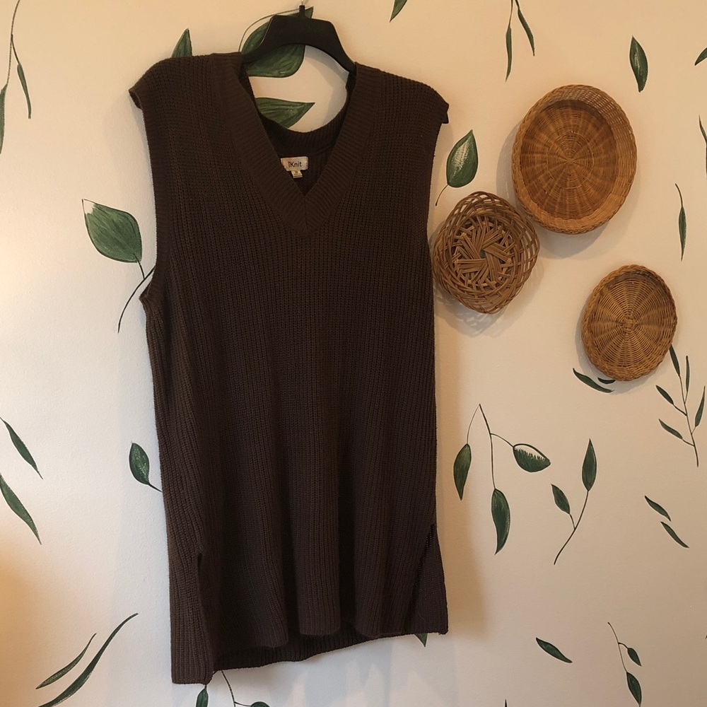 Elegant Brown V-Neck Sweater by iKnit